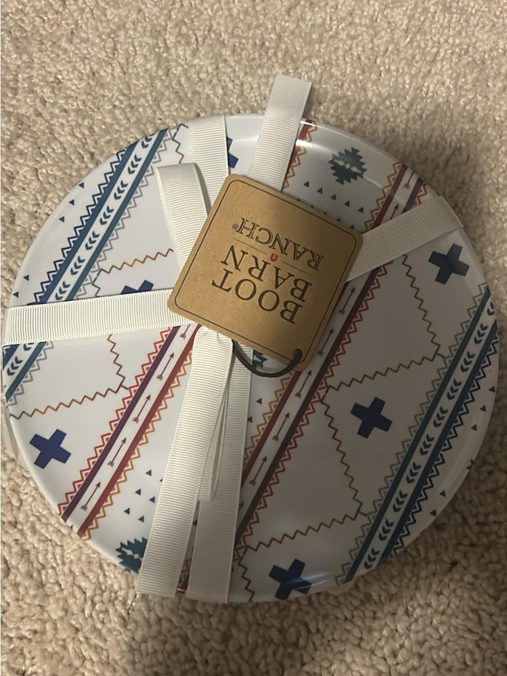 BOOT BARN Ranch Patterned Disposable Party Plates - Blue, Red, Green